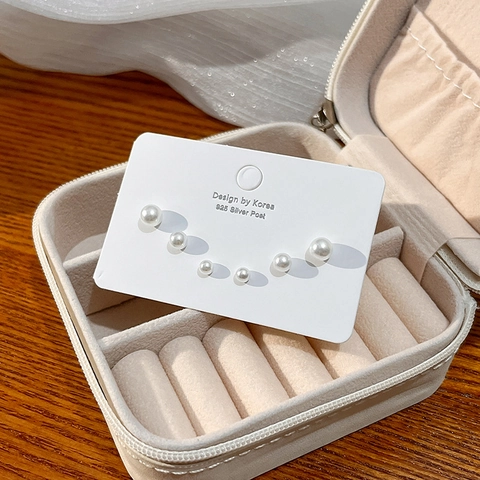 Pendientes De Perlas Artificiales Con Poste De Plata De Ley 925 Elegante Minimalista Redondo Joyería Para Mujeres Estilo Clásico