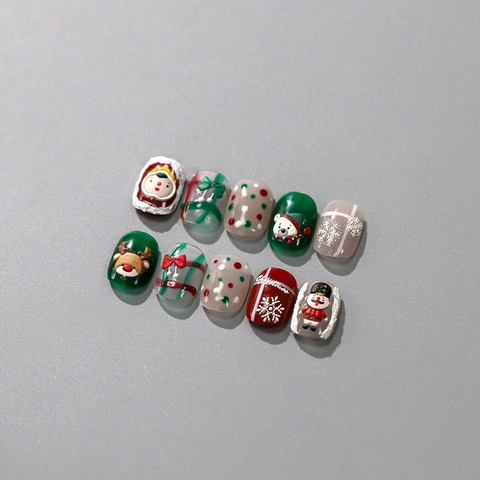 Christmas Nail Art Stickers 3D Relief Embossed Santa Reindeer Snowflakes DIY Manicure Decoration Holiday