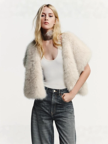 Dames Gilet Van Kunstbont V-Hals Mouwloos Warm Pluizig Kort Vest Winter Elegant Shaggy Shrug