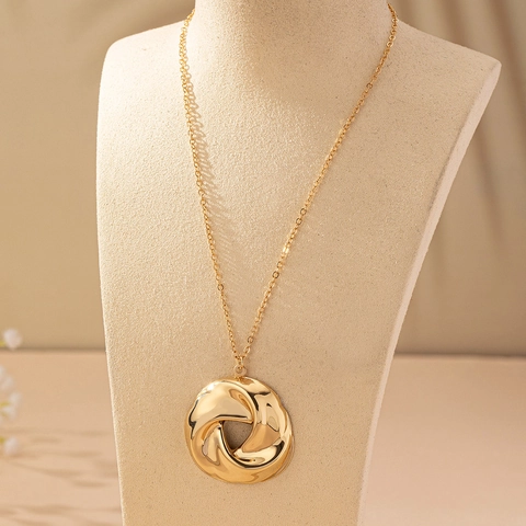 Collana Con Ciondolo A Cerchio Intrecciato In Lega Gioielli Di Moda Eleganti Geometrici Minimalisti Per Donna