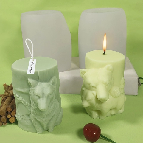 Animal 3D Relief Silicone Mold For Candle Making DIY Aromatherapy Soap Gypsum Elk Wolf Horse Bear Carving Craft