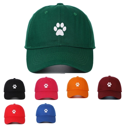 Gorra De Béisbol De Algodón Bordada Huella De Pata Sombrero De Sol Ajustable Casual Para Hombres Y Mujeres