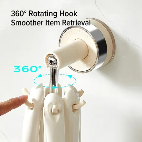 Gancio A Ventosa Ruotabile A 360 Gradi 6 Artigli Senza Foratura Montaggio A Parete Plastica ABS Organizzatore Cucina Bagno