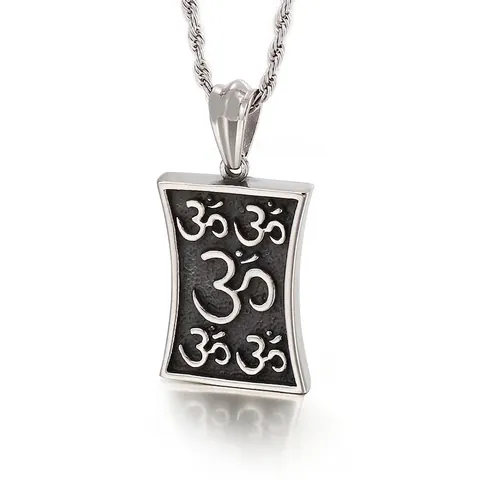 Colgante De Acero Inoxidable Vintage Esqueleto Calavera Símbolo Om Hindú Joyería Punk Para Hombres Y Mujeres