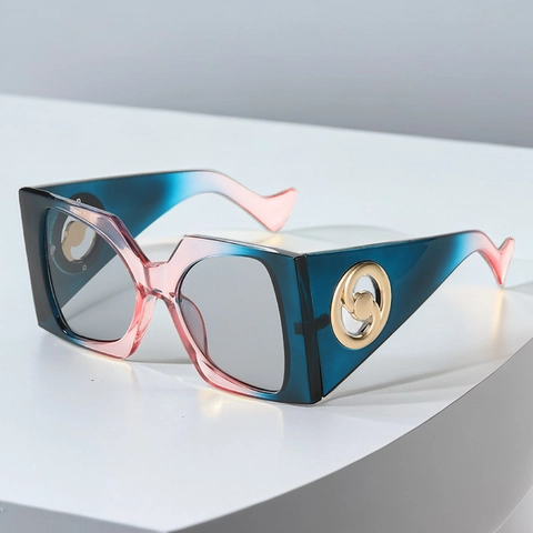 Oversized Square Sunglasses Fashion Gradient PC Frame Metal Decoration UV400 Protection Street Style Eyewear