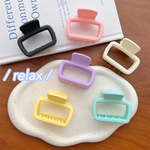 Pinza De Pelo Cuadrada Mate Color Macarrón Plástico Antideslizante Rectángulo Pinzas De Pelo Para Mujeres Elegante Peinado