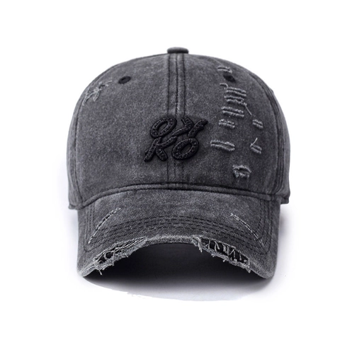 Gorra De Béisbol De Algodón Lavado Denim Vintage Distressed Ripped Holes Sombrero Sol Ajustable Streetwear