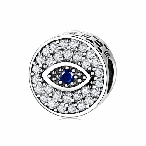 Böser Blick Charm Perle 925 Sterling Silber Blau Weiß Zirkon Für DIY Armband Schmuckherstellung Retro Mode Damen