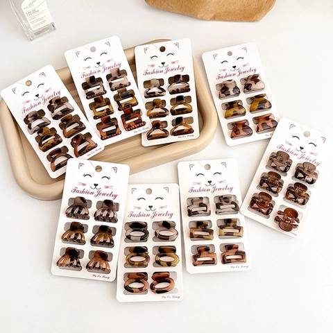 Mini Hair Claws Leopard Tortoiseshell Print Plastic Resin Hair Clips For Women Girls Vintage Small Barrette Elegant Styling Accessory