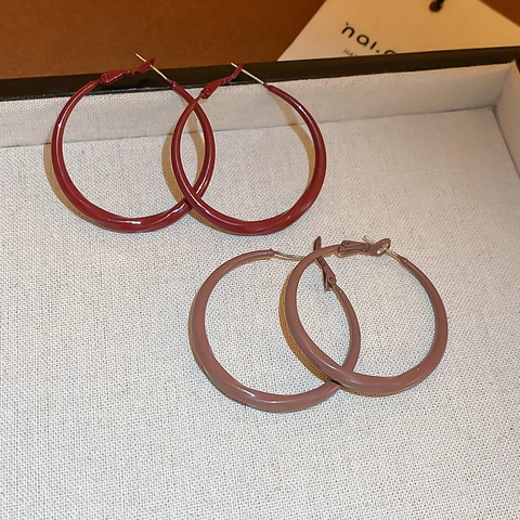 Minimalistische Geometrische Hoop Oorbellen Retro Legering Emaille Sieraden Met Zilveren Oorbelpost Voor Vrouwen