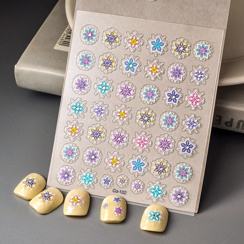 Adesivi Per Unghie 5D In Rilievo Motivi Mandala Bohemien Fiocco Di Neve Impermeabili Autoadesivi Manicure DIY Per Donne