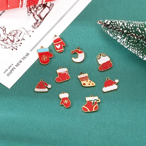 Weihnachts DIY Charms Edelstahl Emaille Anhänger Für Schmuckherstellung Festliche Socken Handschuhe Hüte Designs