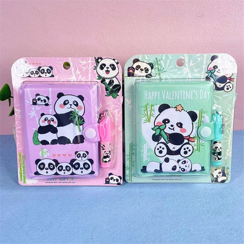 Süßes Cartoon Panda Mini Notizbuch Mit Passendem Stift Tragbares Taschenformat Schüler Tagebuch Schreibwaren Schulbedarf