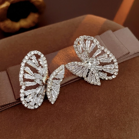 Orecchini Pendenti A Farfalla Con Perno In Argento Sterling 925 Lega Zircone Cuore Geometrico Gioielli Di Moda Per Donne