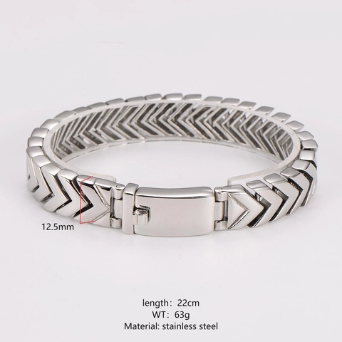 Pulsera Hombre Acero Inoxidable 304 Cadena Eslabones Chevron Forma V Punk Pulido Dominante Joyería Geométrica Regalo Para Él
