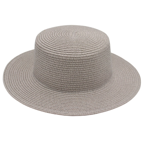 French Boater Straw Hat For Women Flat Top Wide Brim Sun Hat Summer Beach Breathable Woven Fedora Hat For Vacation Travel