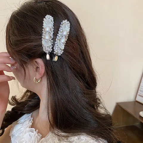 Französische Retro Handgemachte Künstliche Perle Haarklammer Elegante Muschel Harz Entenschnabel Clip Für Frauen Mode Haarschmuck