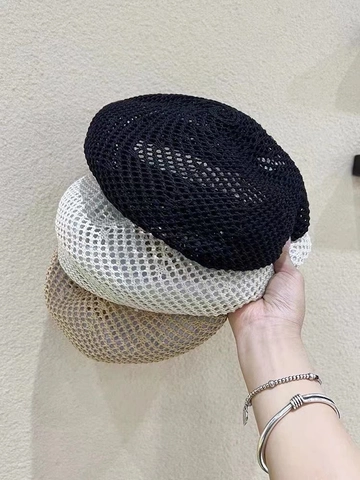 Basco Estivo da Donna Traforato Traspirante Elegante Cappello da Pittore in Maglia a Uncinetto Berretto Parasole Casual