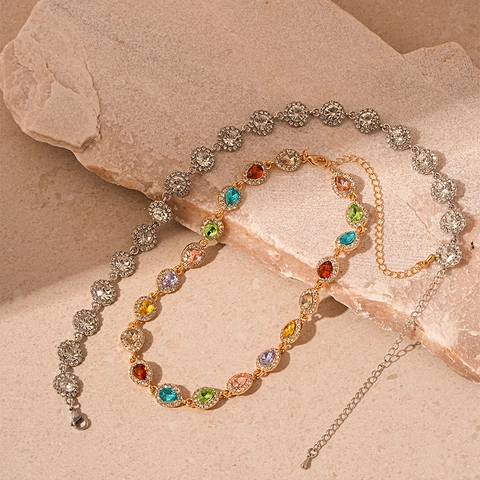 Collana Girocollo Vintage Di Lusso Con Strass Goccia Acqua E Pendente Tondo Gioielli In Lega Per Donne Catena Di Clavicicola