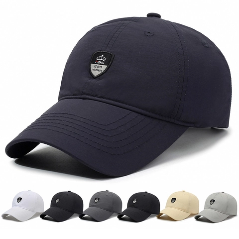 Casquette de Baseball Unisexe à Séchage Rapide Logo Bouclier Brodé Réglable Protection Solaire Chapeau de Sport Décontracté