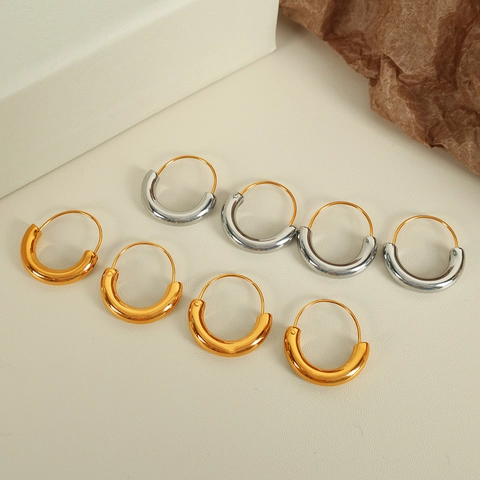Geometric Chunky Hoop Earrings Stainless Steel 18K Gold Plated Mixed Color Polished Fashion Ear Jewelry For Women