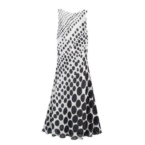 Elegante Abito Maxi Senza Maniche A Pois Da Donna Chiffon Poliestere Schiena Scoperta Scollo A Drappeggio Abito Lungo Sexy