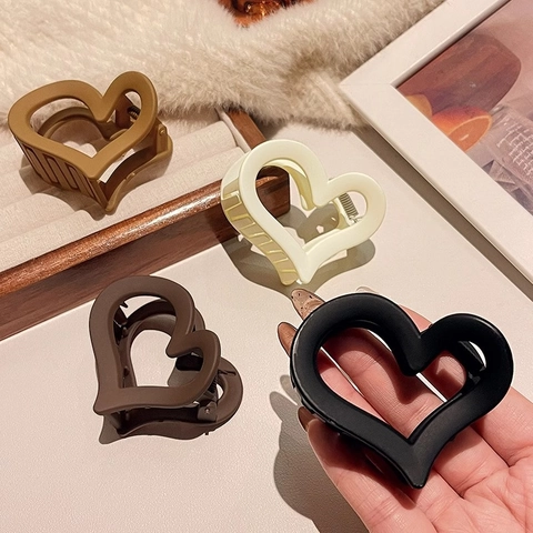 Pinza Per Capelli A Forma Di Cuore Opaca Acrilico Design Vuoto Accessorio Per Capelli Da Donna Stile Coreano
