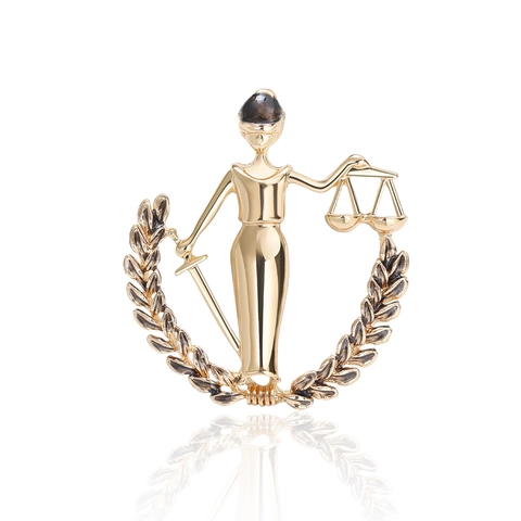 Spilla Dea Della Giustizia Lega Vintage Legge Bilancia Spada Corona Alloro Zodiaco Bilancia Smalto Gioielli Regalo Donna Uomo