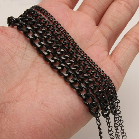 Bracciale A Catena Cubana Nera In Acciaio Inossidabile Galvanizzato Gioielli Stile Hip Hop Per Uomo E Donna Unisex Streetwear Punk Catena