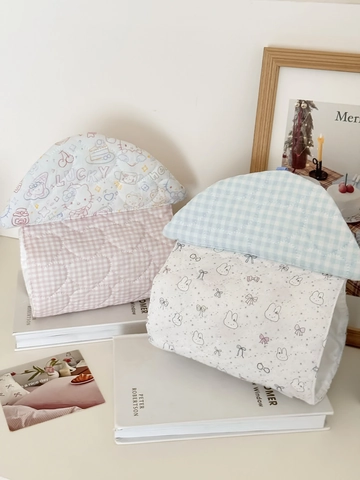 Hanging Tissue Box Cover Quilted Cotton Fabric House Shaped Heart Pattern Portable Paper Holder Case For Car Home Wall