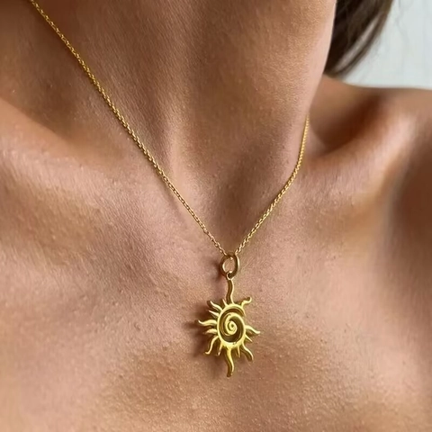 Collar Con Colgante De Sol Espiral Vórtice Aleación Boho Retro Vintage Simple Cadena Para Mujeres Hombres