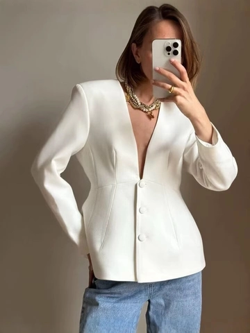 Casual Deep V-neck Blazer And Wide Leg Pants Fashion Office Streetwear Outfit Solid Color Polyester Top And Bottoms