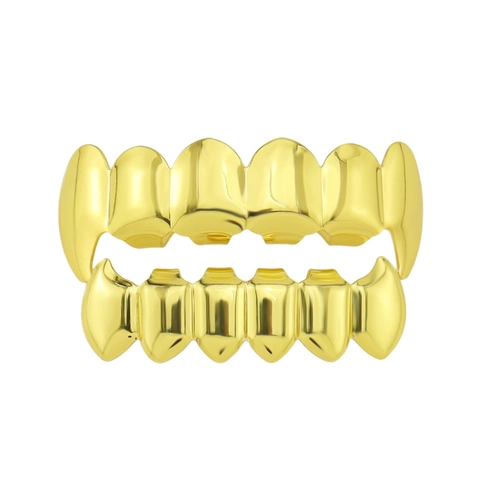 Hip Hop Smooth Vampire Fangs Teeth Grillz Gold Silver Plated Copper Mouth Grill Caps Halloween Cosplay Accessories For Men Women