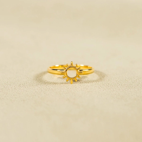 Anello Sole In Argento Sterling 925 Placcato Oro Design Geometrico Raggio Di Sole Gioielli Di Moda Per Donne