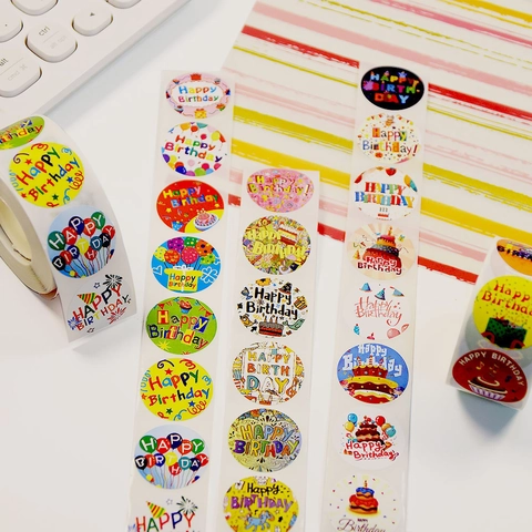 Buon Compleanno Adesivi Rotondi Etichette Cartone Animato Carta Adesiva Colorata Per Confezioni Regalo Sigillo Scrapbook Fai Da Te Decoro