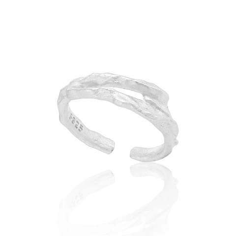 S925 Sterlingsilber Strass Unregelmäßige Textur Offener Ring Für Damen Hohl Verstellbarer Vintage Schmuck Band Ring Geschenk