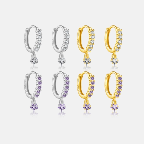 925 Sterling Silber Stern Anhänger Creolen Mit Zirkonia Besetzt Zierlicher Modeschmuck Elegant Für Frauen