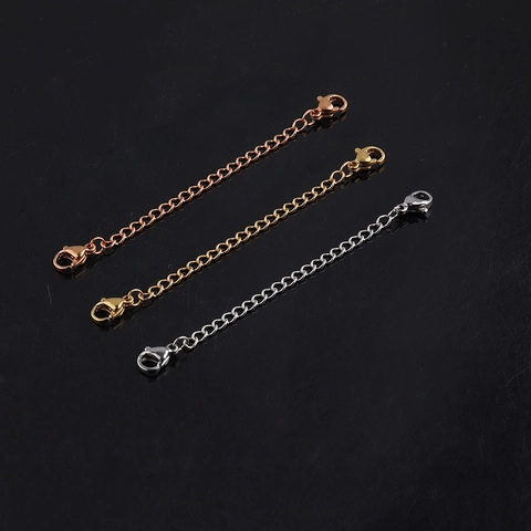 Cadena De Extensión De Acero Inoxidable Con Doble Cierre De Langosta Para Collar Pulsera Accesorios De Joyería DIY