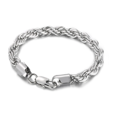 Unisex Stainless Steel Rope Chain Bracelet Twisted Weave Fashion Jewelry With Lobster Clasp Minimalist Style