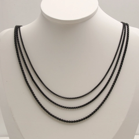 Schwarze Edelstahl Box Kette Halskette Polierte Quadratische Glieder Schmuck Für Herren Und Damen Hip Hop Schlüsselbeinkette