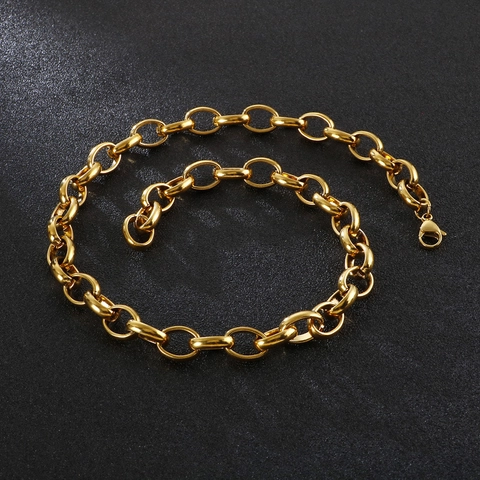 Collar De Cadena Gruesa Hip Hop De Acero Inoxidable Galjanoplastia Al Vacío Joyería Minimalista Estilo Callejero Para Mujeres Hombres