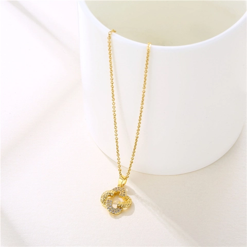 Collar Con Colgante De Trébol De Cuatro Hojas Chapado En Oro Acero Inoxidable Circón Joyas Elegantes Para Mujer