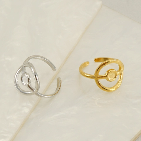 Anillo Abierto Circular Hueco Geométrico Acero Inoxidable Chapado En Oro De 18K Ajustable Joyería Minimalista Para Mujer