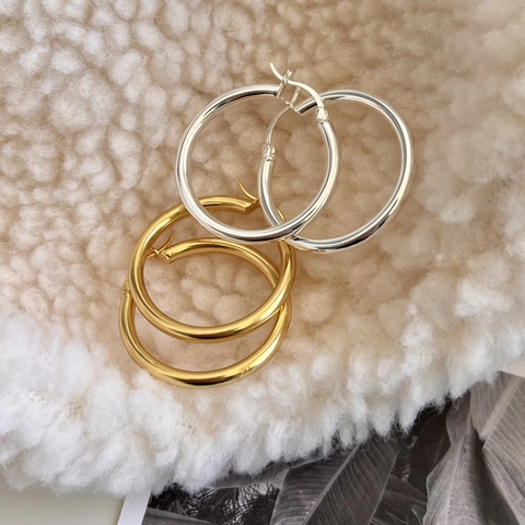 Hoop Earrings Smooth Polished 925 Sterling Silver Geometric Large Circle Minimalist Daily High Shine Jewelry Women