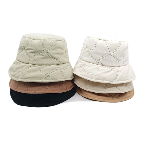 Gesteppter Cord Anglerhut Einfarbig Warm Winter Fischerhut Vintage Casual Accessoires Damen