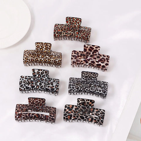 Haarklaue Mit Leopardenmuster Rechteckig Hohl Harz Koreanisch Retro Elegant Hochsteckfrisur Kopfschmuck Haaraccessoire Für Damen