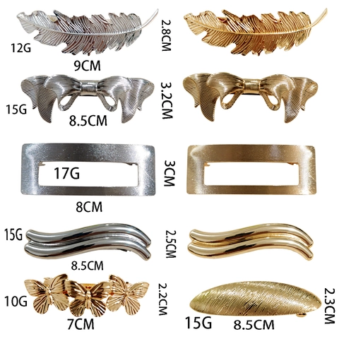 Vintage Metal Hair Clips Alloy Feather Butterfly Geometric Spring Barrette Side Pin Retro Hair Accessory For Women