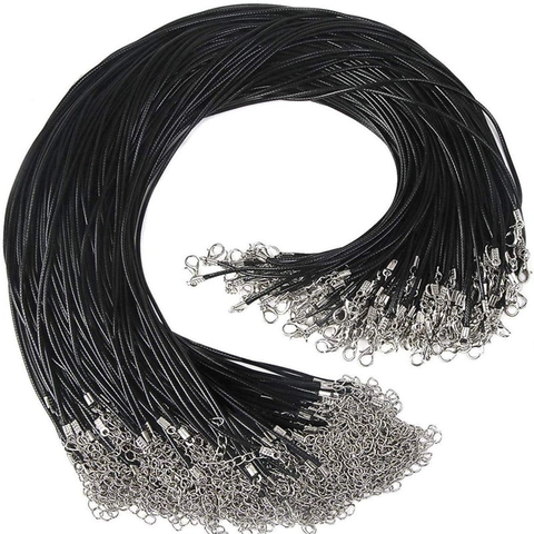 Black Waxed Polyester Cord Necklace With Silver Alloy Lobster Clasp For DIY Jewelry Making Accessories Korean Style Neck Rope
