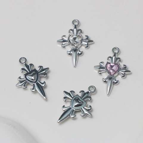 Ciondoli A Croce E Cuore In Lega Strass Per Creazione Di Gioielli Fai Da Te Collane Orecchini Braccialetti Accessorio