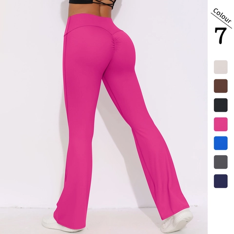 High Waist Flare Yoga Broek Dames Nylon Spandex Ademend Elastisch Scrunch Butt Lifting Leggings Wijde Pijpen Fitness
